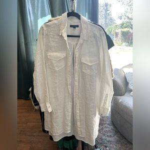 Linen button down long sleeve dress